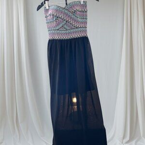 Strapless Multicolor Maxi Dress